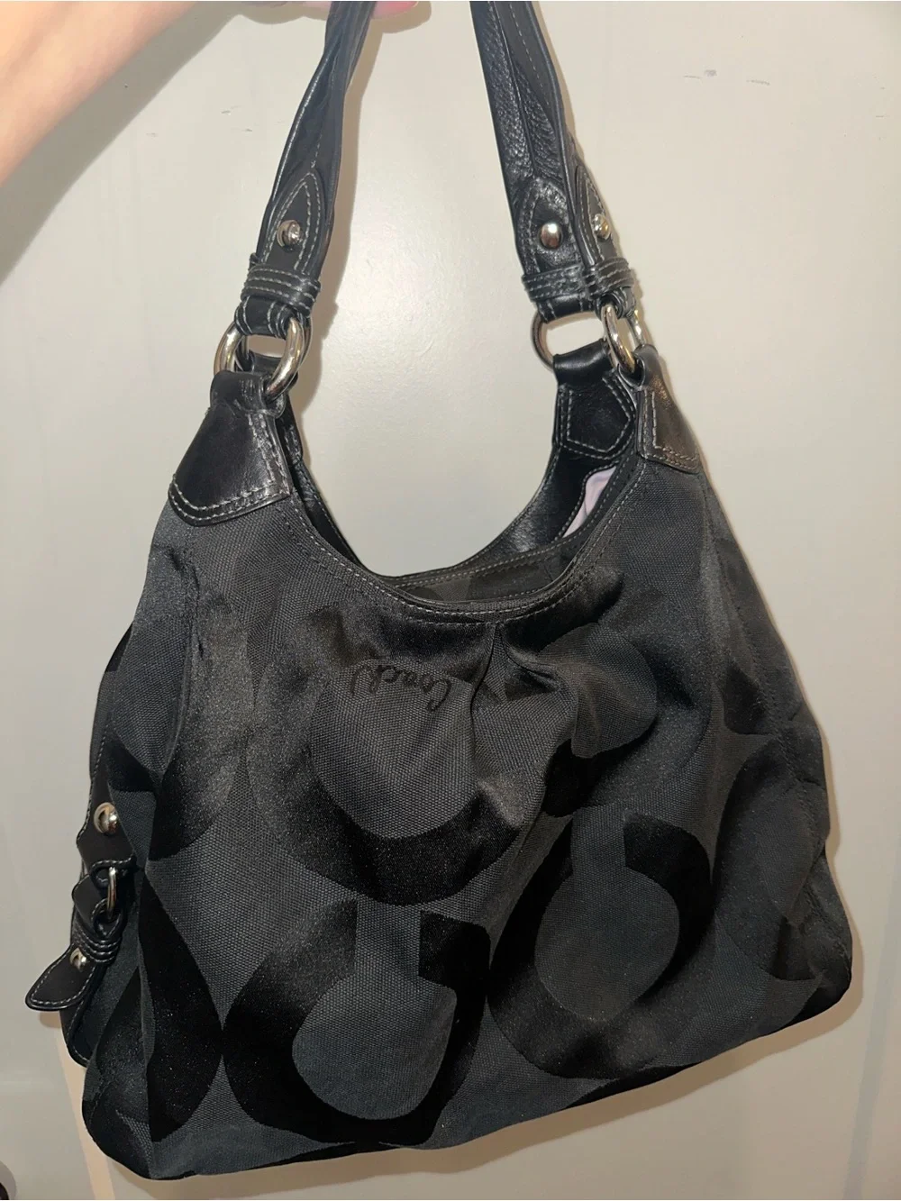 Coach Black Signature C Jacquard Hobo Shoulder Bag | Style 13894